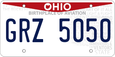 OH license plate GRZ5050