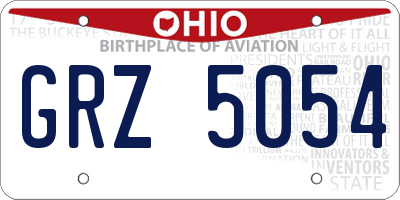 OH license plate GRZ5054