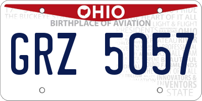 OH license plate GRZ5057