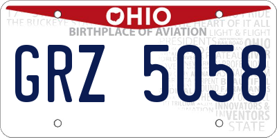 OH license plate GRZ5058