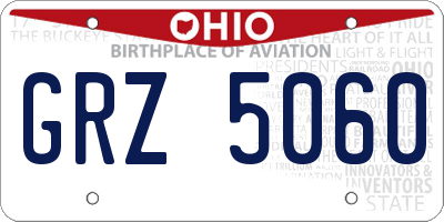 OH license plate GRZ5060
