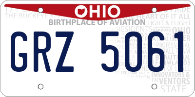 OH license plate GRZ5061