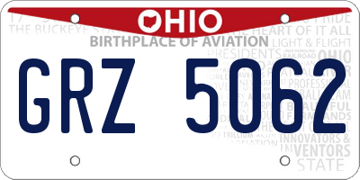 OH license plate GRZ5062