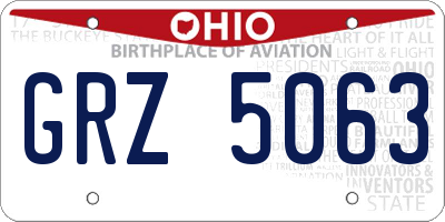 OH license plate GRZ5063