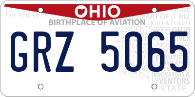 OH license plate GRZ5065