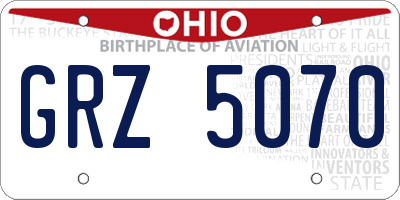 OH license plate GRZ5070