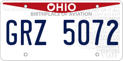 OH license plate GRZ5072