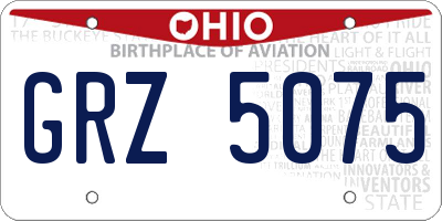 OH license plate GRZ5075