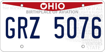 OH license plate GRZ5076