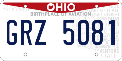 OH license plate GRZ5081