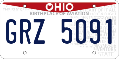 OH license plate GRZ5091