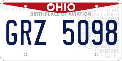 OH license plate GRZ5098