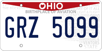 OH license plate GRZ5099