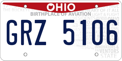 OH license plate GRZ5106
