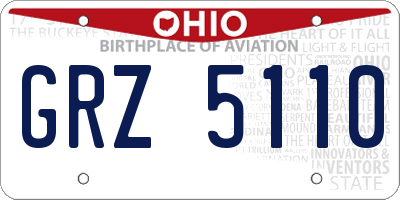 OH license plate GRZ5110