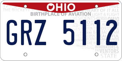OH license plate GRZ5112