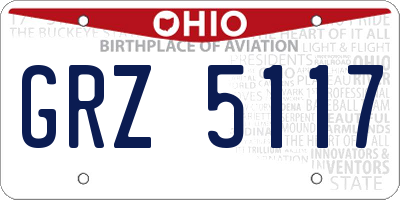OH license plate GRZ5117