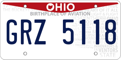 OH license plate GRZ5118