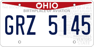 OH license plate GRZ5145