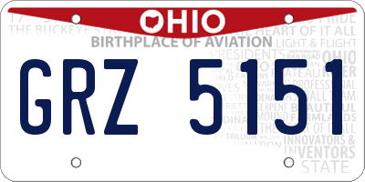 OH license plate GRZ5151