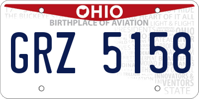 OH license plate GRZ5158