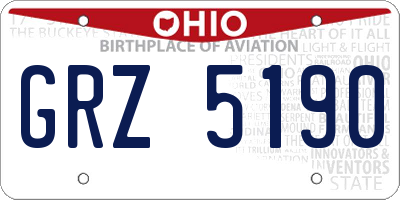OH license plate GRZ5190