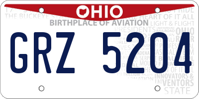 OH license plate GRZ5204