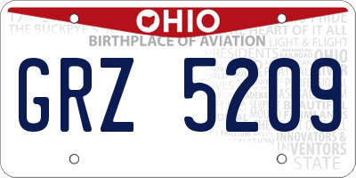 OH license plate GRZ5209