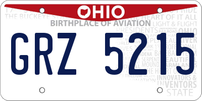 OH license plate GRZ5215
