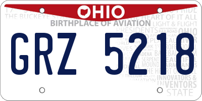 OH license plate GRZ5218