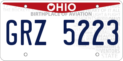 OH license plate GRZ5223