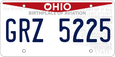 OH license plate GRZ5225