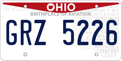 OH license plate GRZ5226