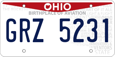 OH license plate GRZ5231