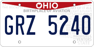 OH license plate GRZ5240