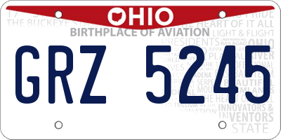 OH license plate GRZ5245
