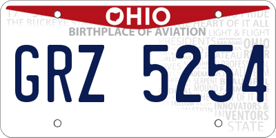 OH license plate GRZ5254