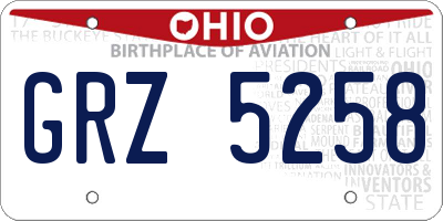 OH license plate GRZ5258