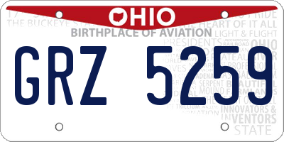 OH license plate GRZ5259