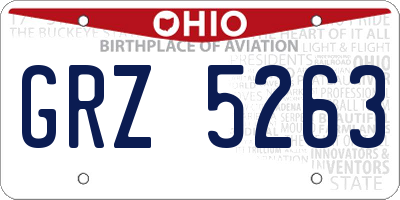 OH license plate GRZ5263