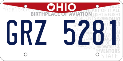 OH license plate GRZ5281