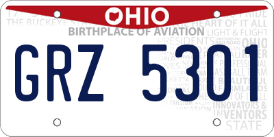 OH license plate GRZ5301