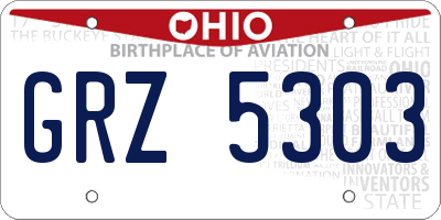 OH license plate GRZ5303
