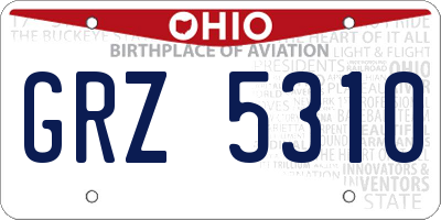 OH license plate GRZ5310
