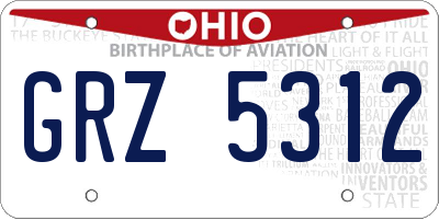 OH license plate GRZ5312