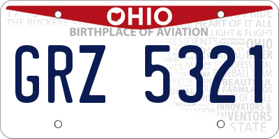 OH license plate GRZ5321