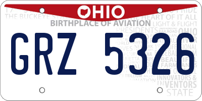 OH license plate GRZ5326