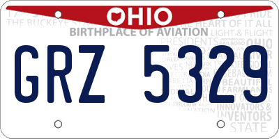 OH license plate GRZ5329