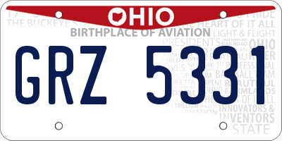 OH license plate GRZ5331