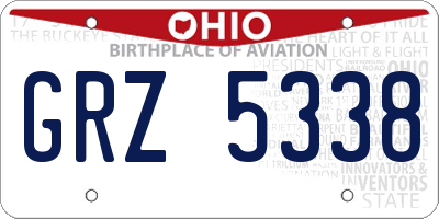 OH license plate GRZ5338